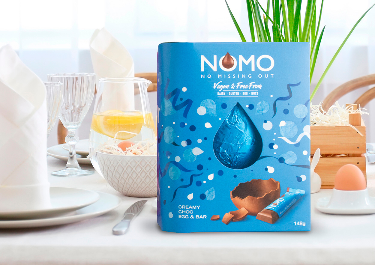 nomo easter vegan creamy choc egg and bar