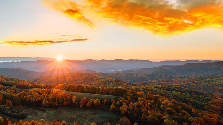 Noble foods - sunset over farm land